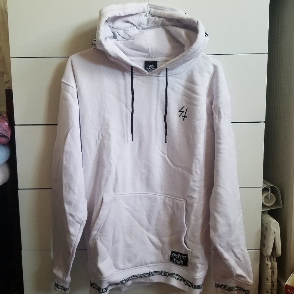 White Embroidered Lurking Class Hoodie